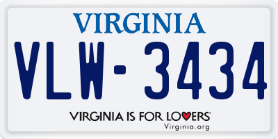 VA license plate VLW3434