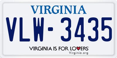 VA license plate VLW3435