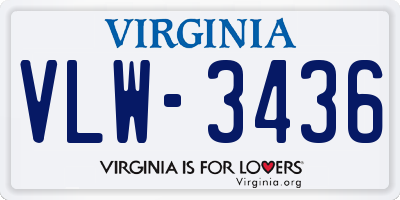 VA license plate VLW3436