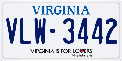 VA license plate VLW3442