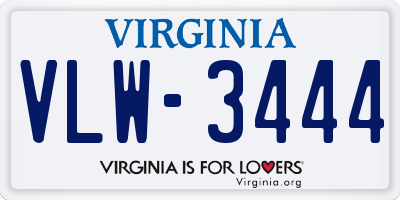 VA license plate VLW3444