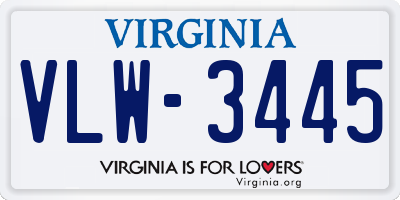 VA license plate VLW3445