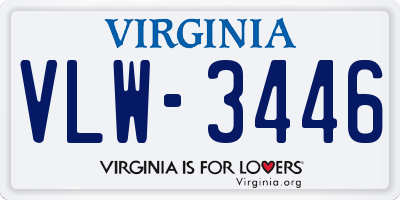 VA license plate VLW3446