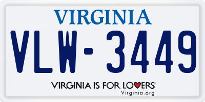 VA license plate VLW3449