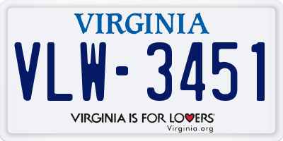 VA license plate VLW3451