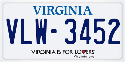 VA license plate VLW3452