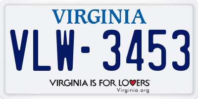 VA license plate VLW3453