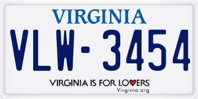 VA license plate VLW3454