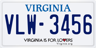 VA license plate VLW3456