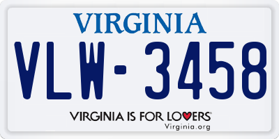 VA license plate VLW3458