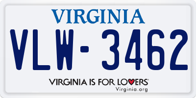 VA license plate VLW3462