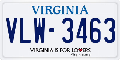 VA license plate VLW3463