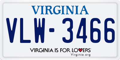 VA license plate VLW3466