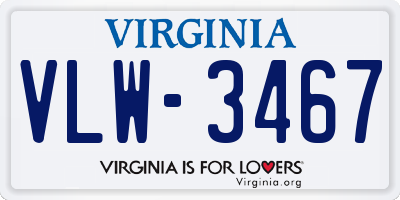 VA license plate VLW3467