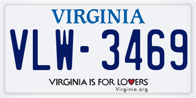 VA license plate VLW3469