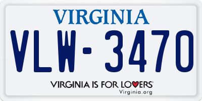 VA license plate VLW3470