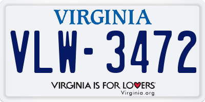 VA license plate VLW3472