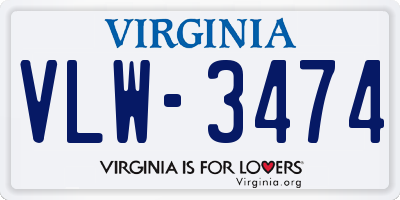 VA license plate VLW3474