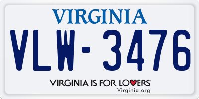 VA license plate VLW3476