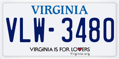 VA license plate VLW3480