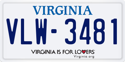 VA license plate VLW3481