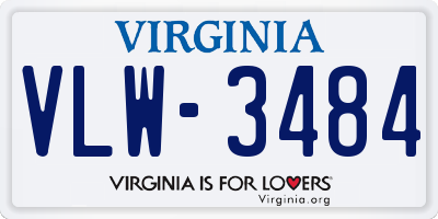 VA license plate VLW3484