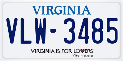 VA license plate VLW3485