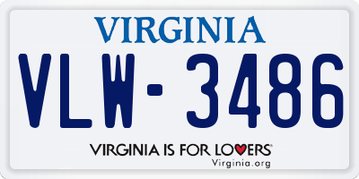 VA license plate VLW3486