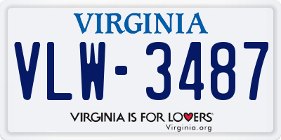 VA license plate VLW3487