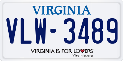 VA license plate VLW3489