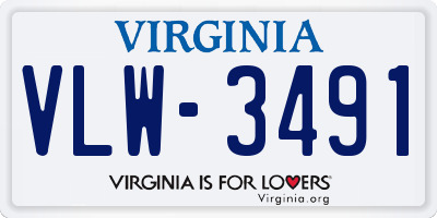 VA license plate VLW3491