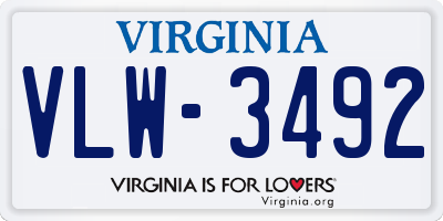 VA license plate VLW3492