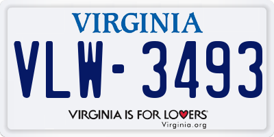 VA license plate VLW3493