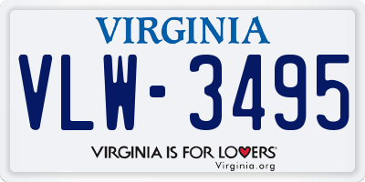 VA license plate VLW3495
