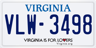 VA license plate VLW3498