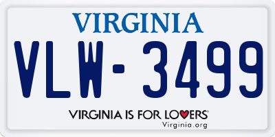 VA license plate VLW3499