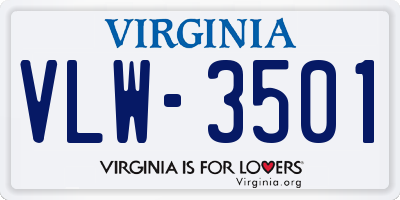 VA license plate VLW3501