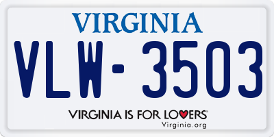 VA license plate VLW3503