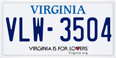 VA license plate VLW3504