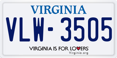 VA license plate VLW3505