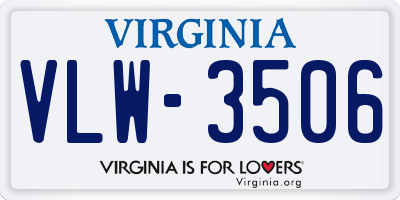 VA license plate VLW3506