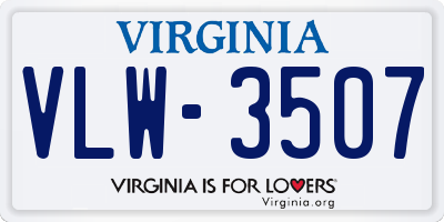 VA license plate VLW3507