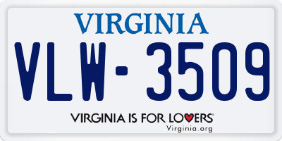 VA license plate VLW3509