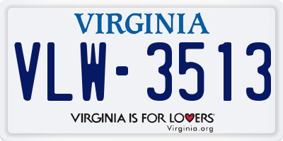 VA license plate VLW3513