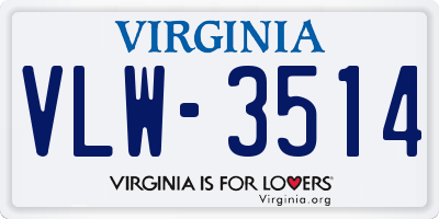 VA license plate VLW3514