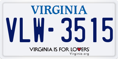 VA license plate VLW3515