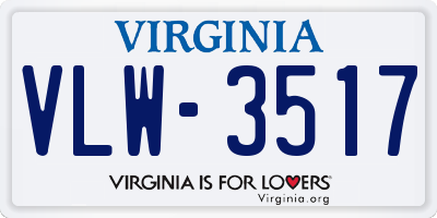 VA license plate VLW3517