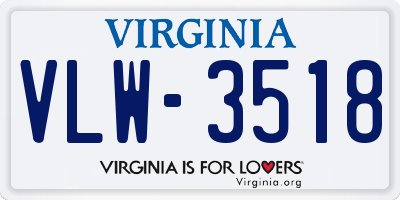 VA license plate VLW3518