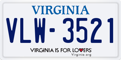 VA license plate VLW3521