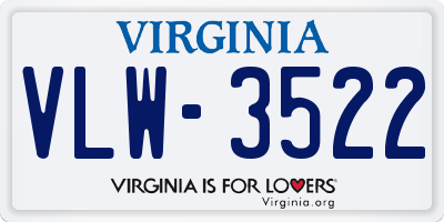 VA license plate VLW3522